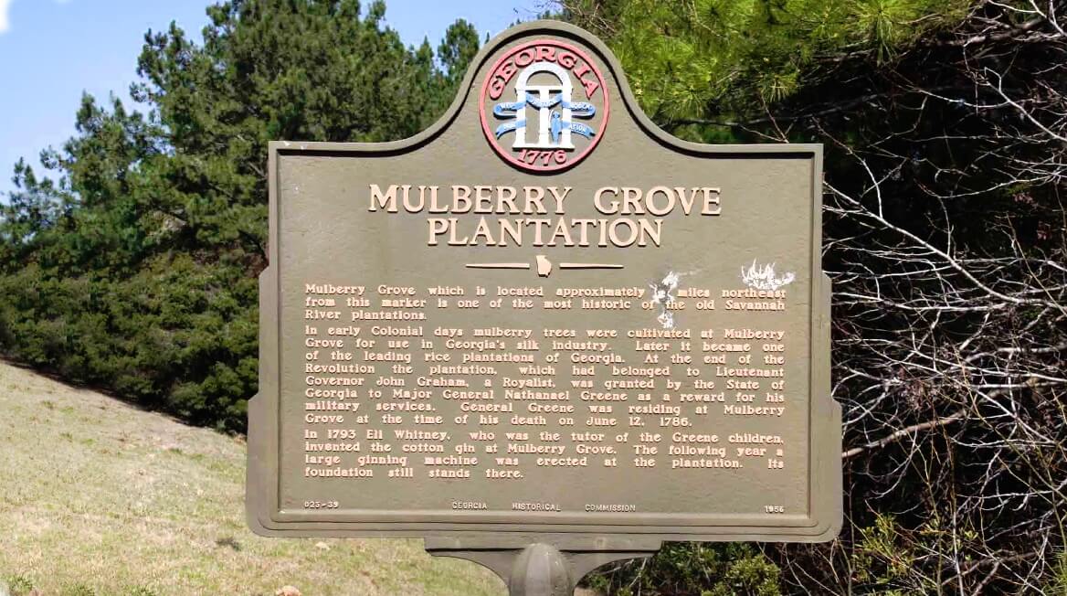 Mulberry Grove Plantation historical marker sign in Port Wentworth Georgia